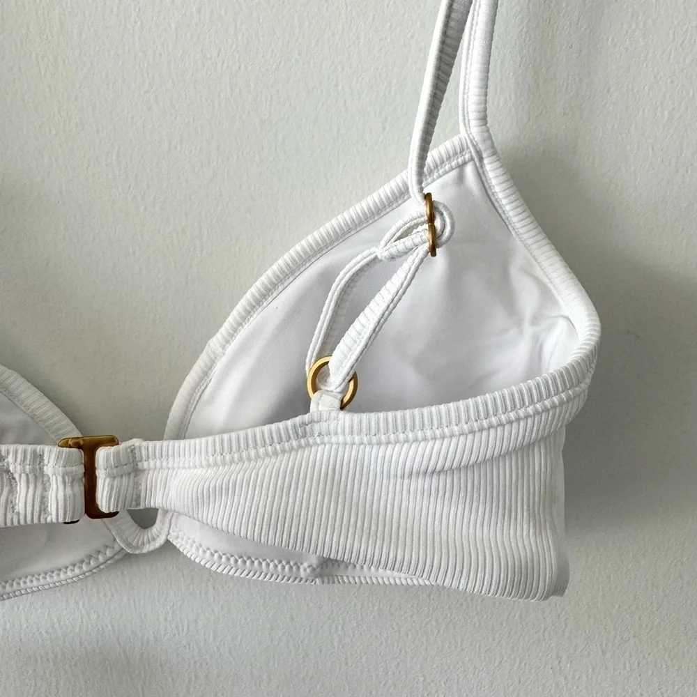 L*SPACE Helena Ribbed Bikini Top White